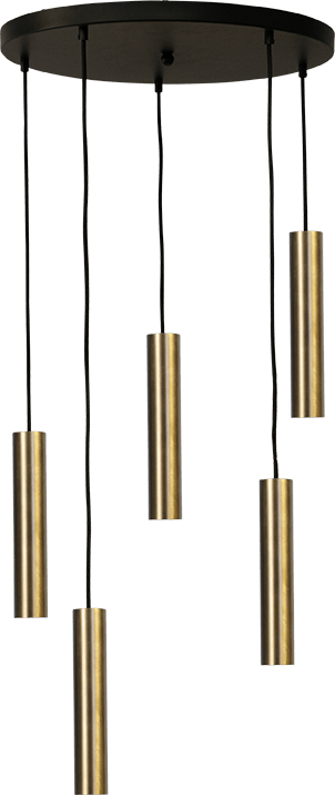 2382-05-10-50-5 Hanglamp Run 5-l Rond Antique Brass