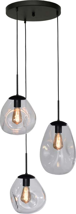 Hanglamp Lava 3 Lichts Rond Helder