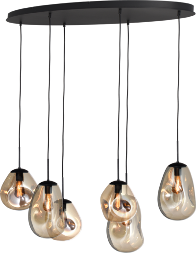 Hanglamp Lava 6 Lichts Ovaal Gold