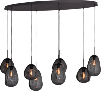 Hanglamp Lava 8 Lichts Ovaal Smoke