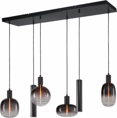 Hanglamp Tence Zwart 6 Lichts Zigzag 100 cm