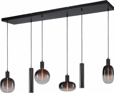 Hanglamp Tence Zwart 6 Lichts Zigzag 130 cm