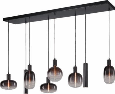 Hanglamp Tence Zwart 8 Lichts Zigzag 130 cm