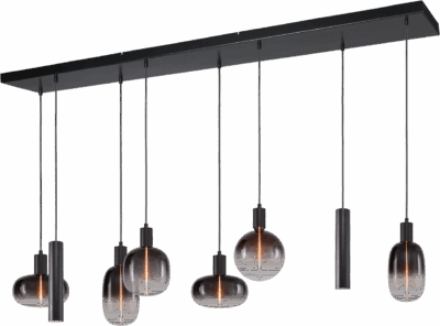 Hanglamp Tence Zwart 8 Lichts Zigzag 160 cm