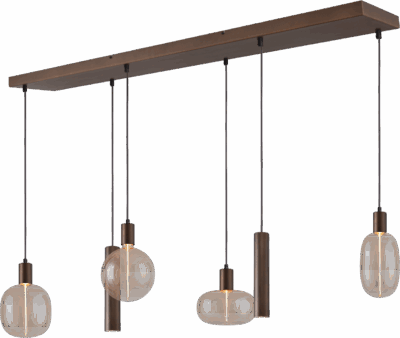 2211-15-15-130256RC2 Hanglamp Tence Cacao 6 Lichts Zigzag