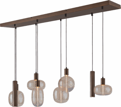 2211-15-15-130258RC2 Hanglamp Tence Cacao 8 Lichts Zigzag