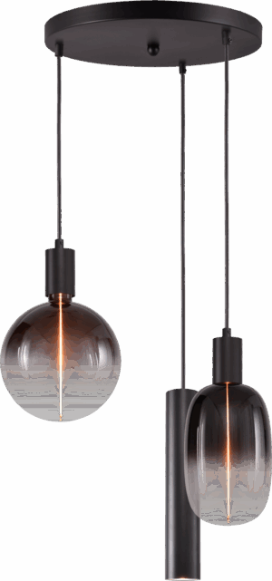 Hanglamp Tence Zwart 3 Lichts Rond