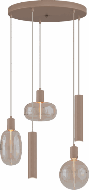 Hanglamp Tence Beige Terra 5 Lichts Rond