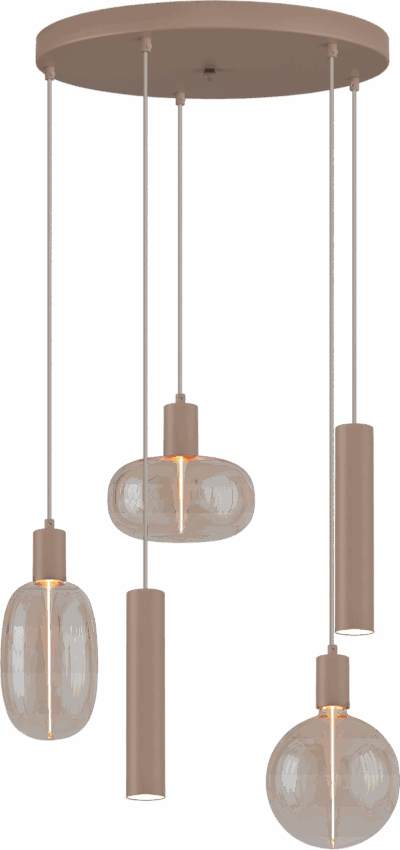 2212-36-36-50-5-RT2 Hanglamp Tence Beige Terra 5 Lichts Rond