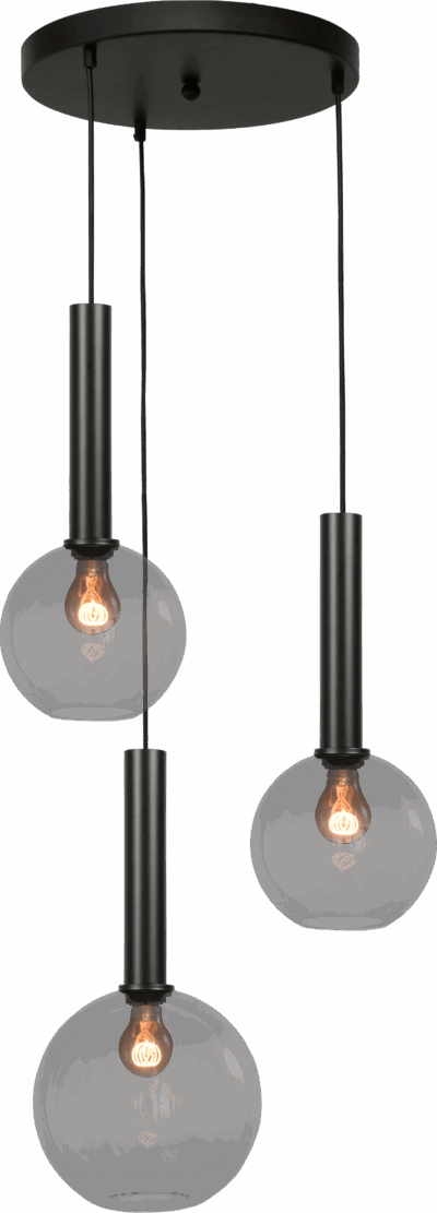Hanglamp Bella 3-Lichts Rond Smoke