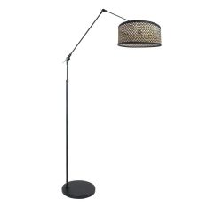 3792ZW Vloerlamp Prestige Chic Zwart met Bamboe Kap
