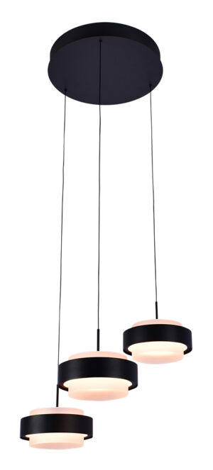 H 3533 Z (2) Hanglamp Puleggia 3-lichts rond Zwart
