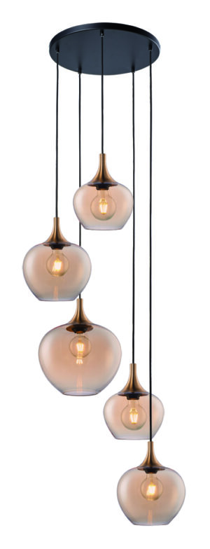 Hanglamp Fresu 5-lichts Rond Brons-Goud