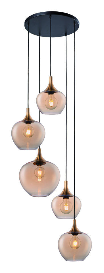 Hanglamp Fresu 5-lichts Rond Brons-Goud