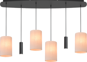 Hanglamp Lisbourgh 6-Lichts Deens Ovaal Zwart
