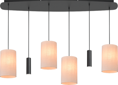 Hanglamp Lisbourgh 6-Lichts Deens Ovaal Zwart