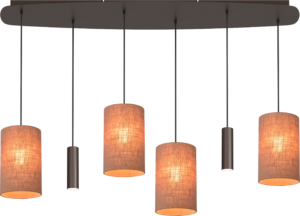 Hanglamp Lisbourgh 6-Lichts Deens Ovaal Cacao