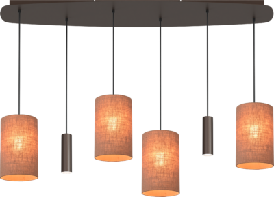 Hanglamp Lisbourgh 6-Lichts Deens Ovaal Cacao