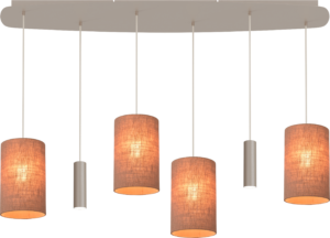Hanglamp Lisbourgh 6-Lichts Deens Ovaal Beige Terra