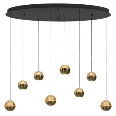 4591ME Hanglamp Belluno Messing 8 Lichts Ovaal