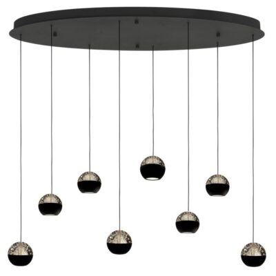 4591ZW Hanglamp Belluno Zwart 8 Lichts Ovaal